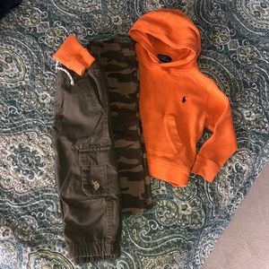 Boys 2T outfit bundle- Ralph Lauren hooded waffle top and two pairs of pants